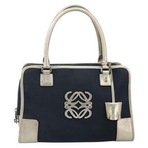 Loewe Amazona Bag Suede Navy Canvas Handbag (Pre-Owned)